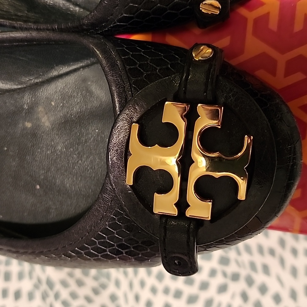Tory Burch Aaden Snake Embossed Ballet Flat Leather - Picture 8 of 8